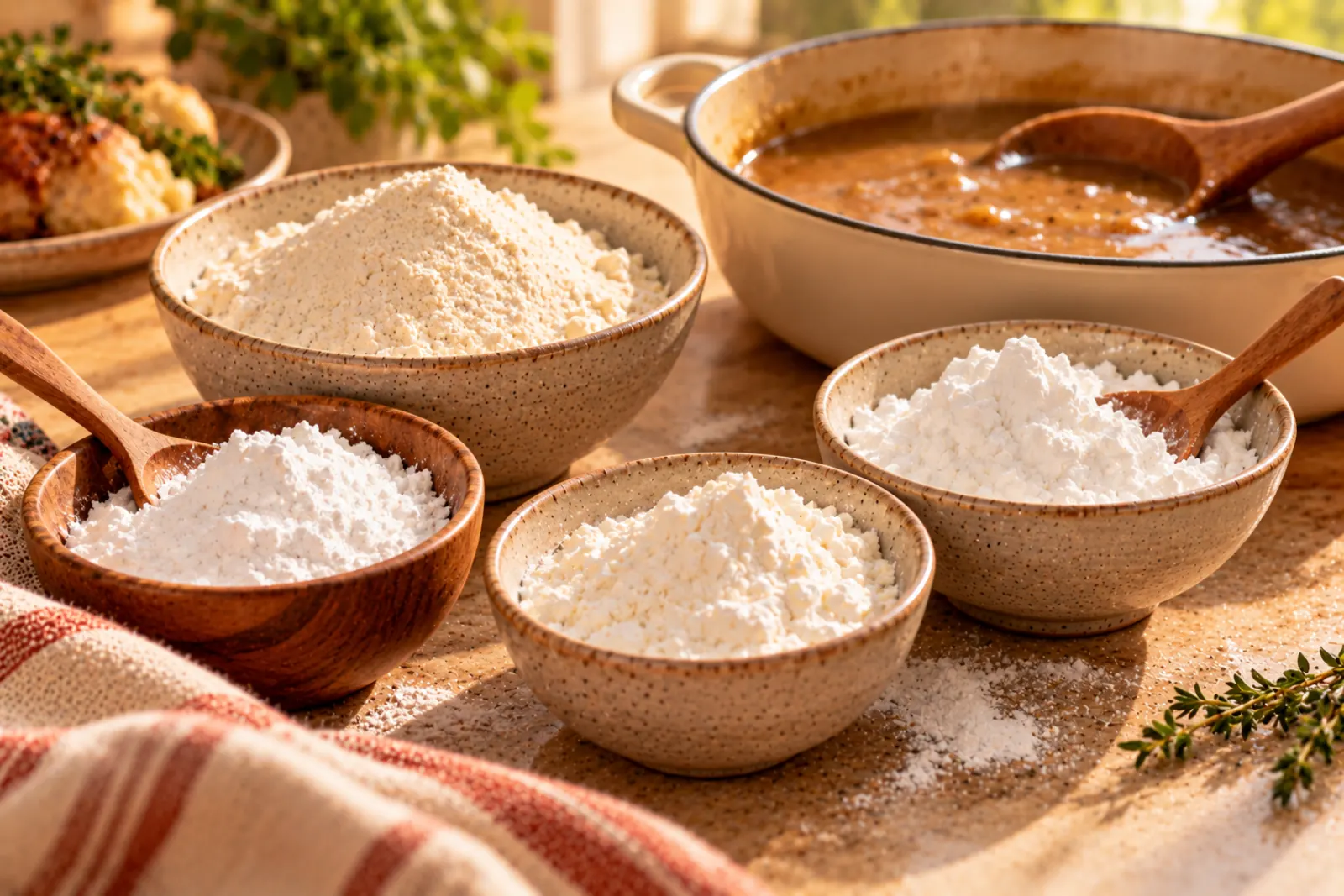 Cornstarch and its substitutes on a kitchen counter