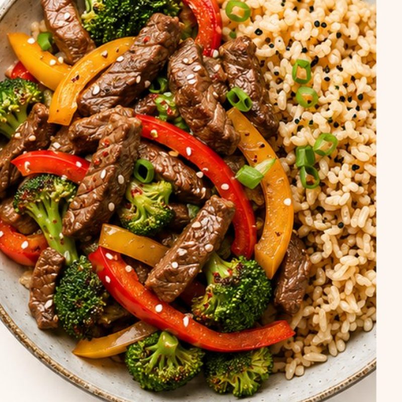 Beef and Veggie Stir-Fry with Brown Rice