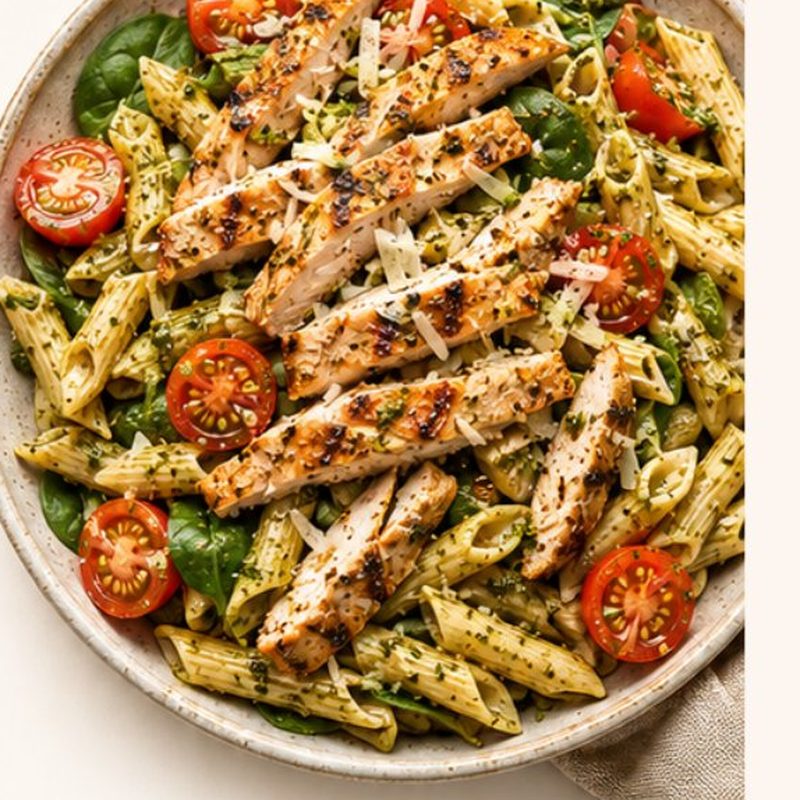 Grilled Chicken Pesto Pasta Salad